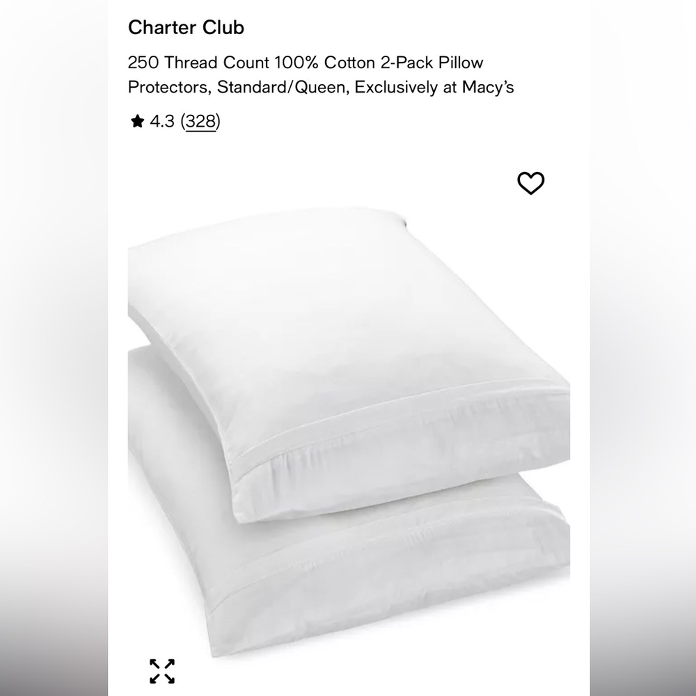 Charter Club Cotton Pillow Protectors - White 2-Pack